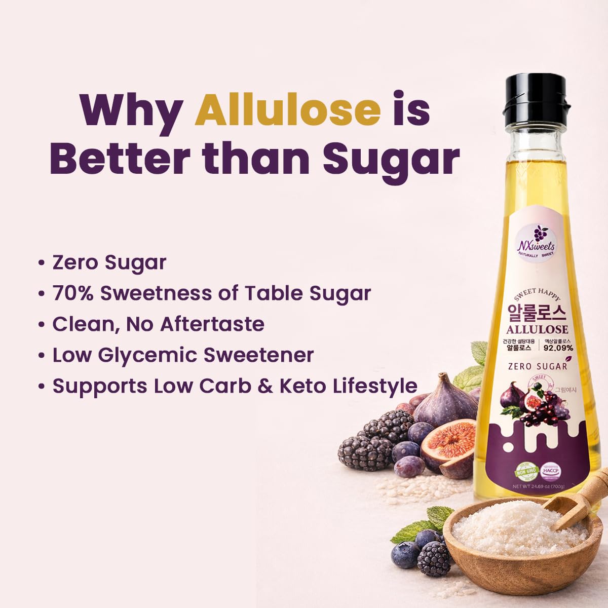 NXsweets Allulose Syrup ,  Zero Sugar Sweetener, Keto & Low Glycemic